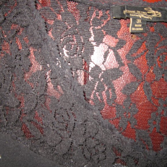 Suzanne Betro Plus 3X Stretch Knit Top Shirt Blouse Floral Print Lace 3/4 Sleeve - Picture 3 of 3